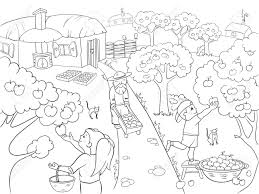 Libre pour usage commercial ✓ pas d'attribution requise ✓. Caricature De Dessin Anime Pour Enfants Sur Le Theme De L Illustration Raster Moisson Style Zentangle Noir Et Blanc Enfants Jardin Village Pommes Recolte Automne Banque D Images Et Photos Libres De Droits Image