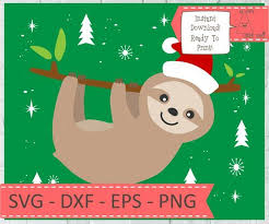 Christmas Sloth Svg Sloth Svg Sloth On Branch Svg Dxf Png Etsy Christmas Sloth Christmas Svg Sloth
