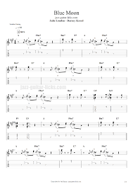 Blue and grey guitar tabs. Blues Moon Guitar Transcription