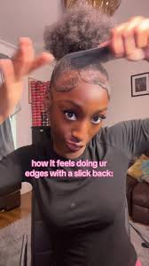Nothing better than hiding my fat forehead with a bunch of edges 😭😭  lovely designs too! #4chair #4ctiktok #slicking4chair #naturalhairstyles  #blackgirlhair #type4hair #slickbackbun #hairstyletutorial ...