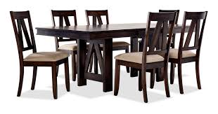 Product titleids home 7 piece dining set faux marble look glass metal table and 6 chairs kitchen room furniture. Thompson 7 Piece Dining Room Set Dark Oak Leon S