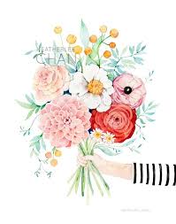 Floral Bouquet Art Watercolor Etsy In 2020 Flower Art Flower Bouquet Drawing Watercolor Flowers