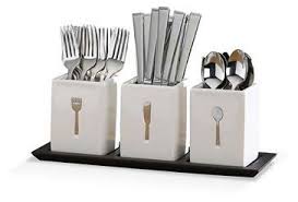 Silverware on the right side of the serving plate, from the inside out, will consist of a dinner knife, soup spoon, and tea spoon. Always Looking For Ways To Organize A Pretty Table Forks Knives And Spoons Holders For Buffet Flatware Set Cutlery Storage Contemporary Flatware