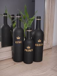 King Queen Prince Wine Bottles Etsy In 2020 Wine Bottle Diy Crafts Wine Bottle Decor Bottles Decoration