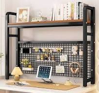 Desktop Bookshelf/Bookcase, Black Metal Display Stand File Cabinet Storage  Shelf, Adjustable Computer Desk Bookshelf Organizer for Home Office Dorm ...