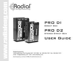 Very solid build with really nice switches and connectors. Radial Engineering Pro Di Owner S Manual Manualzz