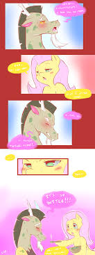 709714 - suggestive, fluttershy, discord, female, male, shipping, blushing,  straight, comic, discoshy, artist:cold-blooded-twilight, innuendo, bait and  switch, not what it looks like, medicine, no rule 34 here, green flu,  artist:beppodragon - Ponerpics