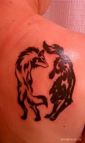 The design itself was made by fav.me/d1vp2g1 and fav.me/d8qfokk the costumer commissioned these two artists first, then provided me the files to add a. Yin Yang Wolf Tattoo Tats I Like Pinterest Trendy Tattoos Wolf Tattoos Tattoos