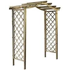 Arche Pour Rosiers Pergola En Bois Design Treillis Porte De Jardin Bois Impregne Terrasse Plante Grimpante Patio In 2020 Wood Pergola Wooden Garden Garden In The Woods