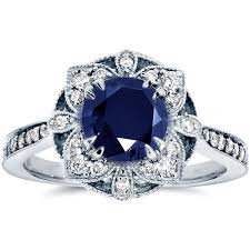 Antique Floral Sapphire And Diamond Engagement Ring 1 1 2 Carat Ctw In 14k White Gold Sapphire Antique Ring Vintage Sapphire Ring Vintage Sapphire