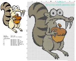Cross stitch patterns for free downloadable. Scrat Character From Ice Age Free Cross Stitch Pattern Download Free Cross Stitch Patterns Simple Unique Alphabets Baby