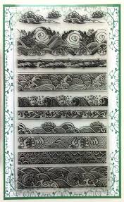 Amazonsmile Ocean Waves Borders Clear Stamps Set 4 X7 Chinese Japan Vintage Retro Style Arts Crafts Sewin Waves Tattoo Marquesan Tattoos Japanese Tattoo
