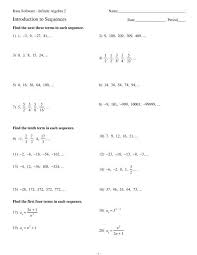 Transcribed image text from this question. Introduction To Sequences Kuta Software