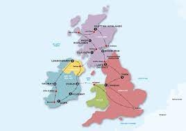 It is bordered by the atlantic ocean, the north sea, and the irish sea. Enlarge Map Ireland Tours Great Britain Contiki Tour