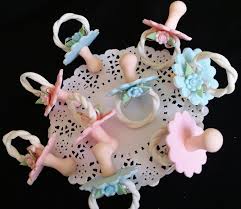 Pacifier Cupcake Toppers Pink Yellow Blue Pacifiers For Baby Shower Games And Necklaces 12pcs Baby Pacifier Favors Baby Pacifier Baby Shower Necklace