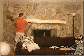 Installing A Wood Mantel On A Stone Or Brick Fireplace Wall Before Brick Fireplace Wall Wood Mantels Diy Fireplace Mantle