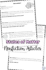 States Of Matter Encourage Nonfiction Reading While Covering Solid Liquid And Gases Using Th Matter Worksheets States Of Matter Worksheet Reading Worksheets