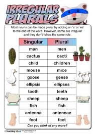 Practice writing singular and plural form of nouns. Irregular Plurals Teaching Ideas