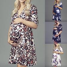 2019 Women Clothing Maternity Dress Ropa De Mujer Pregnant Leopart Floral Midi Tea Dress Maternity Photography Nursing Dress