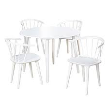 Target Marketing Systems Florence Collection Modern 5 Piece Sitting Chair Dining Set One Round Table And Four Chairs White Sitting Chair Coffee Table Table