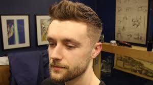 Short Textured Men S Fade Haircut With Front Cowlick Beard Trim Youtube