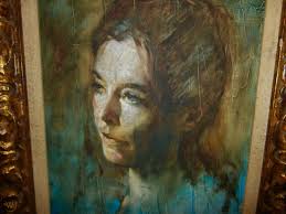 Show your love, declare your. Vintage Portrait Painting Woman Signed Sher Lovely Frame 26 X 23 1757547633