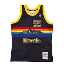 The jerseys were unmistakable because of the rainbow that adorned them: Denver Nuggets Throwback Apparel Jerseys Mitchell Ness Nostalgia Co