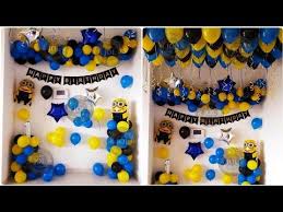 The birthday party theme decorations offered on sale can be fully customized to your event or party theme with a myriad of options available. Minion Themed Birthday Party Decoration At Home Balloon Decoration For Minions Birthday Party Decorations Minion Birthday Party Kids Themed Birthday Parties