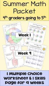 This Summer Math Packet For 4th Graders Going To 5th Grade Has 18 Different Worksheets And Lots Of Activities Inc Summer Math Summer Math Packet 4th Grade Math