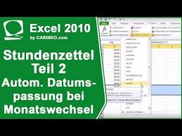 Stundenzettel Zeiterfassung In Excel Erstellen Teil 2 Carinko Com Youtube Zeiterfassung Lehrmittel Zettel