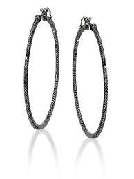Black And White Diamond Hoop Earrings Ivanka Trump 18k White Gold Oxidized Black Diamond Hoop Earrings At London Jewelers