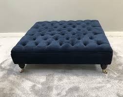 This large faux leather storage ottoman offers an easy and stylish storage solution for pillows, blankets, books or toys. Extra Large Chesterfield Footstool Plush Velvet Indigo Navy Deep Buttoned Ottoman Coffee Table Amazon Co Uk Handmade Products