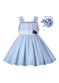 Light Blue Summer Girls Ruffles Girls Boutique Dress Hand Headband