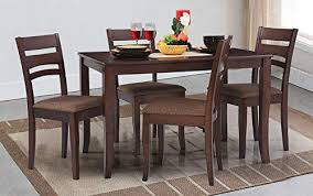 24'' x 42'' rectangular walnut laminate table top with 23.5'' x 29.5'' bar modern table set suits dining room: Royaloak Aragon Four Seater Dining Table Set Walnut Amazon In Home Kitchen