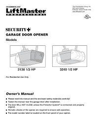 Liftmaster® garage door opener models 8160w, 8160wb, 8165w, 8164w, and 8155w liftmaster® model 890max, 893max, and 895max remote control owner's manual Liftmaster 3130 1 3 Hp Garage Door Opener User Manual Manualzz