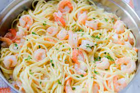 Four Cheese Garlic Shrimp Pasta Recipe Garlic Shrimp Garlic Shrimp Pasta Seafood Recipes