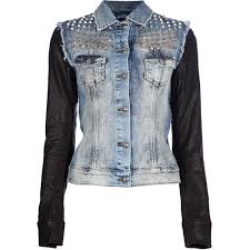 Philipp Plein Denim Studded Jacket 1 578 Found On Polyvore Studded Denim Jacket Designer Leather Jackets Leather Jackets Women
