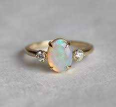 Opal Ring Opal Engagement Ring Opal Diamond Ring Unique Engagement Ring Past Present Engagement Rings Opal Opal Diamond Ring Sapphire Engagement Ring Blue