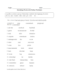 Identifying Words With Prefixes Worksheet Prefix Worksheet Prefixes Worksheets