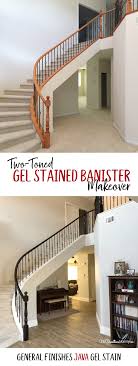 Working in small areas, rub the stain on the wood. Gorgeous Java Gel Stain Staircase Makeover Onecreativemommy Com