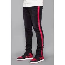 Black And Red Jeans Men Striped Track Jeans Black Red Red Pants Men Black Pants Men Mens Pants Fashion