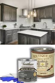 Liquid Wood Kit Carbon Gray Oil Based Stain Stained Kitchen Cabinets Kitchen Cabinets Makeover Staining Cabinets