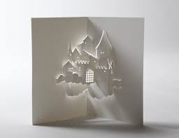 To get the castle to pop out fold the halfway fold inward, then the base of the castle inward. Castle In The Sky Pop Up Card 20 00 Via Etsy Paper Pop Paper Crafts Paper Art