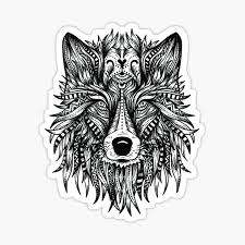 Découvre à quoi ressemblerait un tatouage sur toi ! Sticker Loup Mandala Tete De Loup Par Dersenat Redbubble