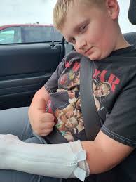 Welp This happened yesterday :( Poor Lil Man broke/fractured his arm/wrist  :( Such a tough strong brave lil guy words would not even come close to try  and describe!!! So humble and