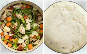 Mix together the soup, milk, sour cream and ranch seasoning. Creamy Chicken Stew Stove Top Crock Pot Or Instant Pot The Cozy Cook