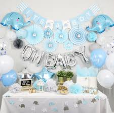 Blue panda 24 set dinnerware party supply for baby shower birthday elephant animal pattern. New Elephant Theme Baby Shower Set Baby Shower Decorations Baby Shower Decorations For Boys Elephant Baby Shower Decorations