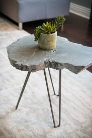 Concrete End Table Live Edge Wood Slice Table Concrete Table Etsy In 2020 Concrete Table Live Edge Table Living Table