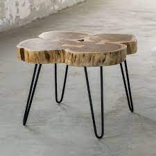 table basse tronc d arbre bois massif acacia pieds epingle 50x50cm canada bois clair pier impo table basse tronc d arbre tronc d arbre petite table basse ronde