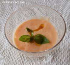 My Culinary Curriculum Soupe De Melon Basilic Huile D Olive Melon Soup Soupe De Melon Melon Huile D Olive